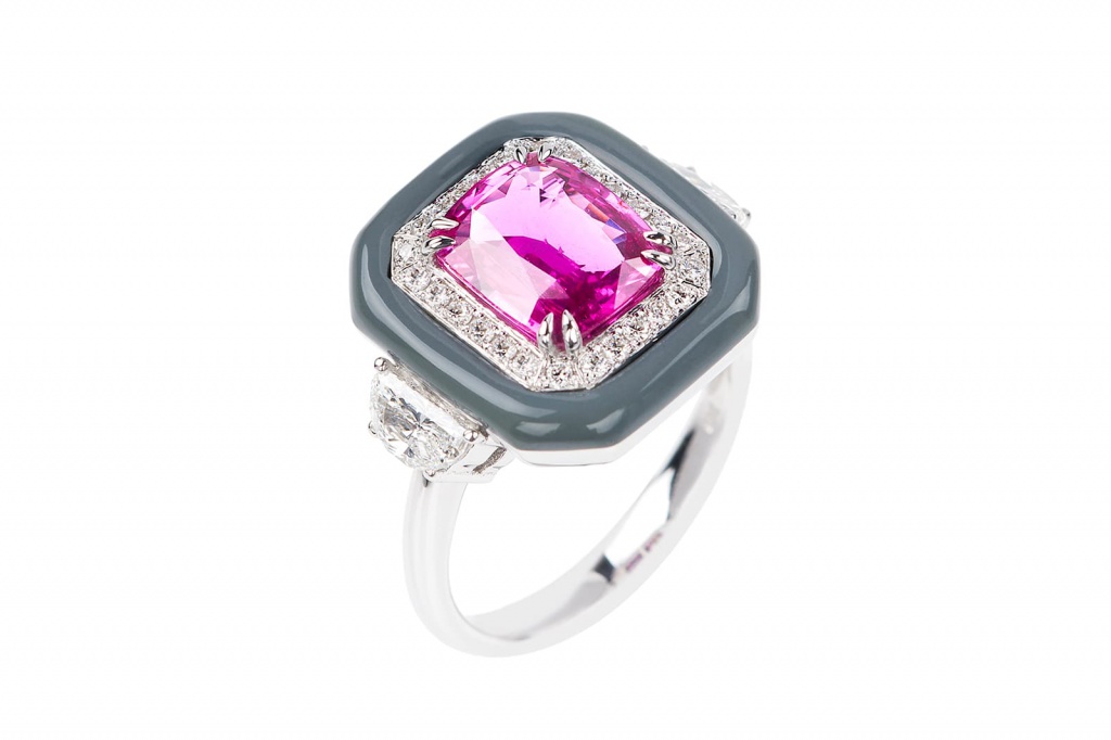 Nikos_Koulis_Oui_collection_ring_with_pink_sapphire__white_diamonds_and_grey_enamel.jpg