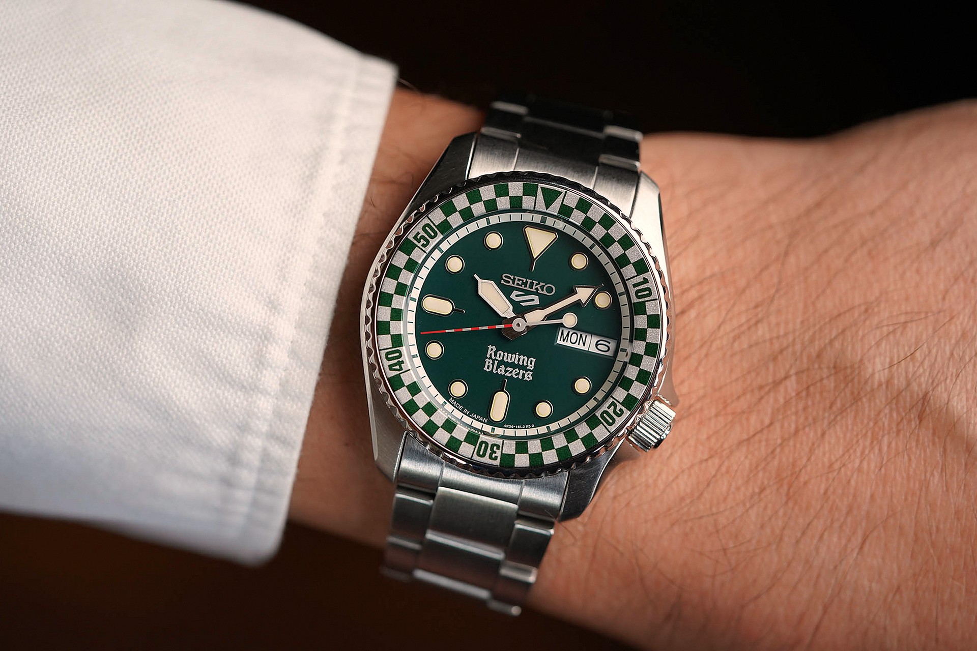 Seiko Rowing Blazers Rally Diver Green Wristshot