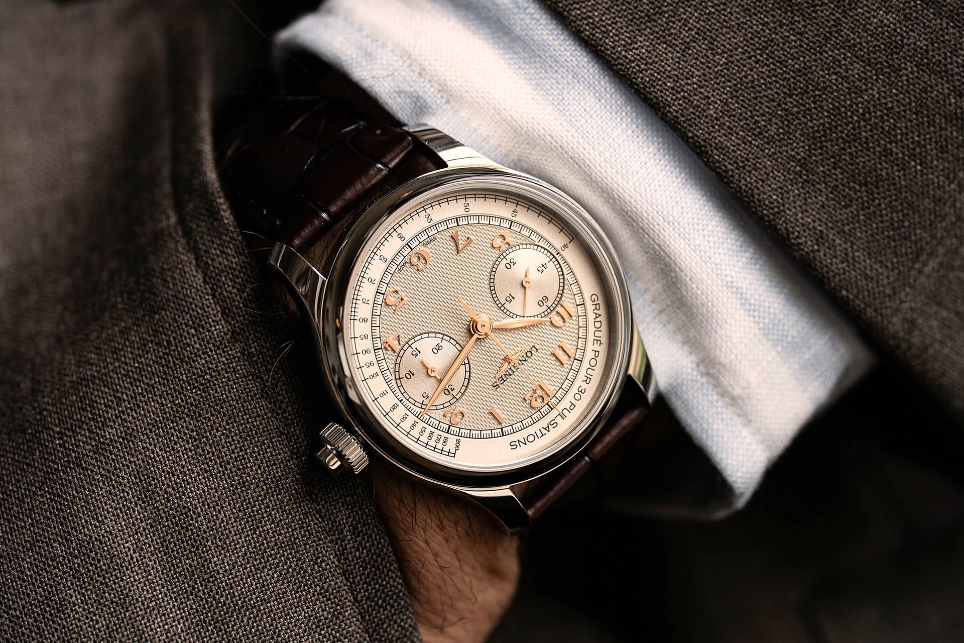 Longines Master Collection Monopusher Silver Wristshot