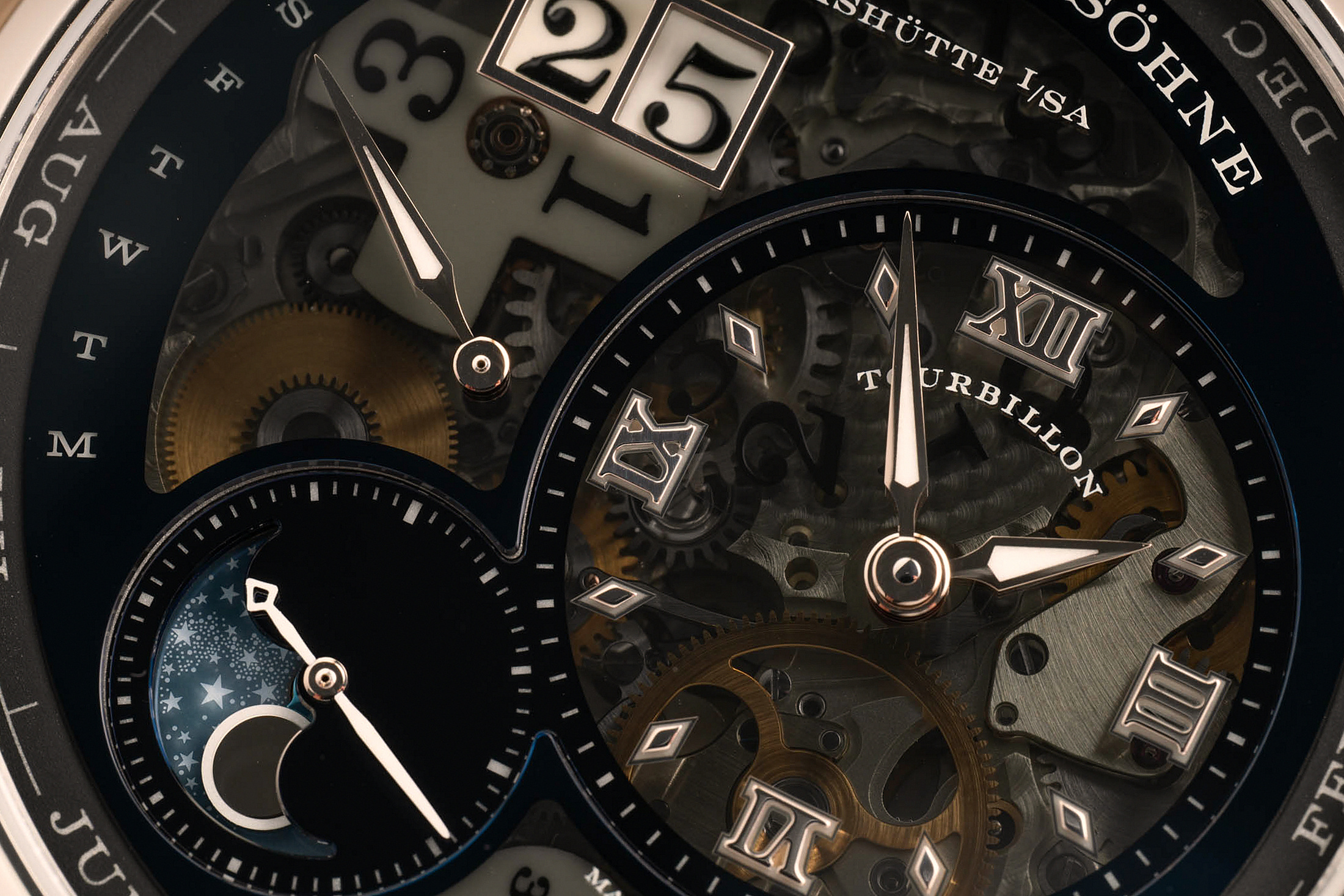 Lange 1 Perpetual Tourbillon Lumen крупный план циферблата