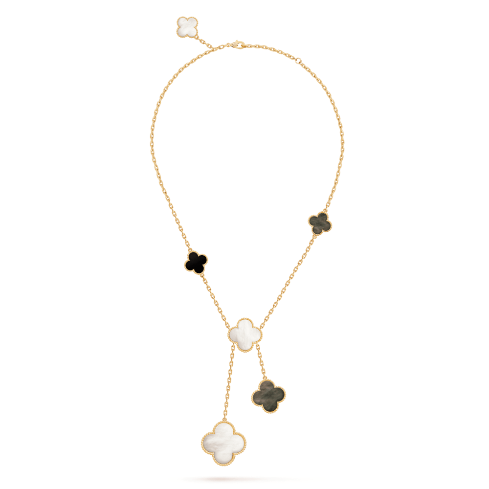 Колье ван клиф. Van Cleef Arpels Alhambra колье. Колье Magic Alhambra, 6 мотивов. Van Cleef Alhambra Necklace. Ван Клифф бусы.